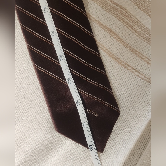 Vintage Lanvin Silk Brown Striped Tie - Picture 5 of 6